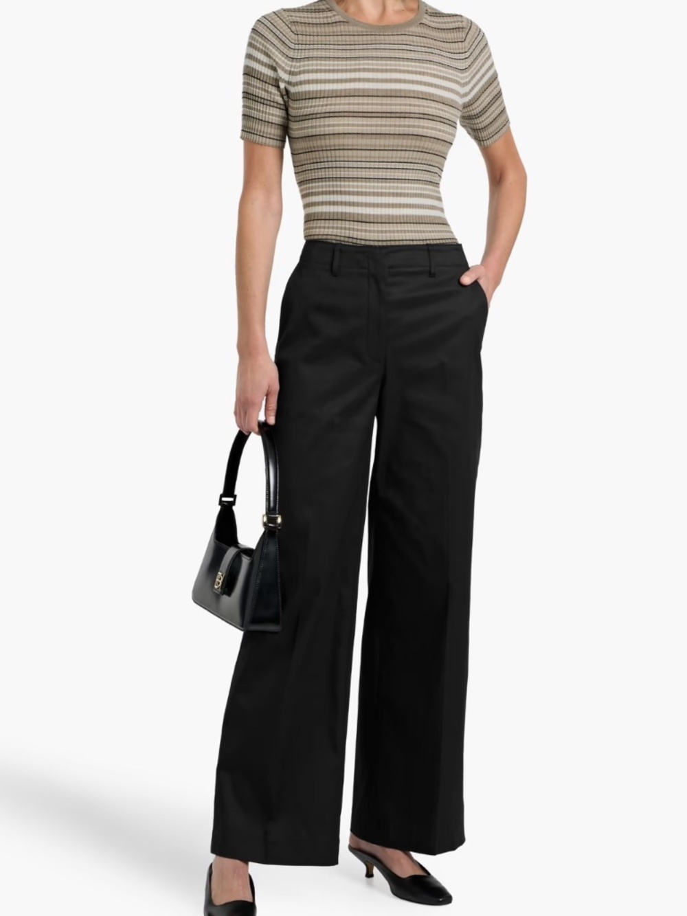 Theory Twill Wide-Leg Pants Black Size 0 Business Casual Work Pant Work Trouser